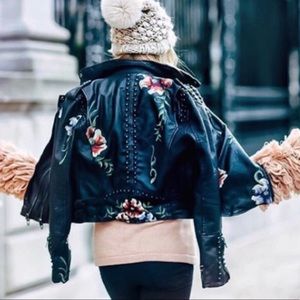 BNWT Blank NYC Floral Moto Jacket with Dual Zipper